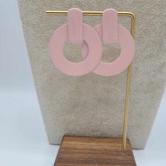 J Crew Pink Enamel Circle Earrings - Picture 6 of 12